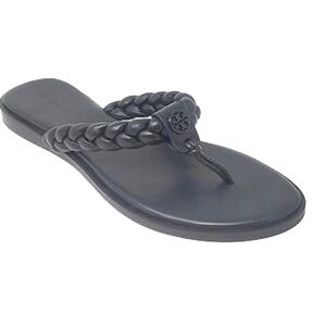 Tory Burch Women’s Braided Benton Black Leather Thong Sandals NEW Sz 6M